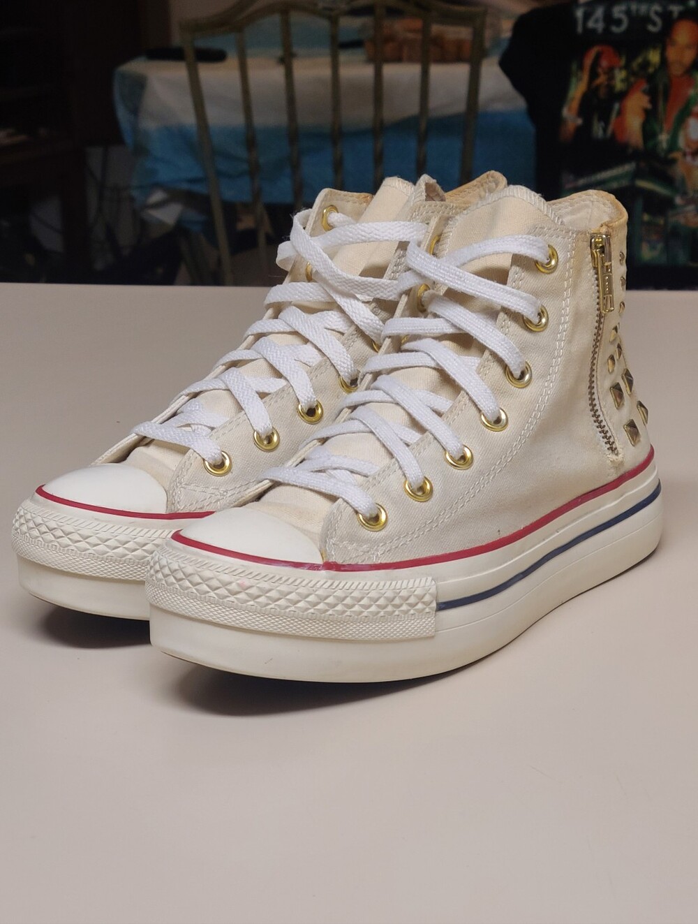Converse CTAS Studded side zip platform hi top casual sneakers size 7